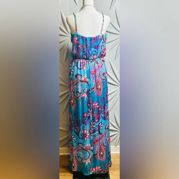 B. Darlin SZ S blue & purple multicolored maxi dress bust 32”-38” - Picture 4 of 5